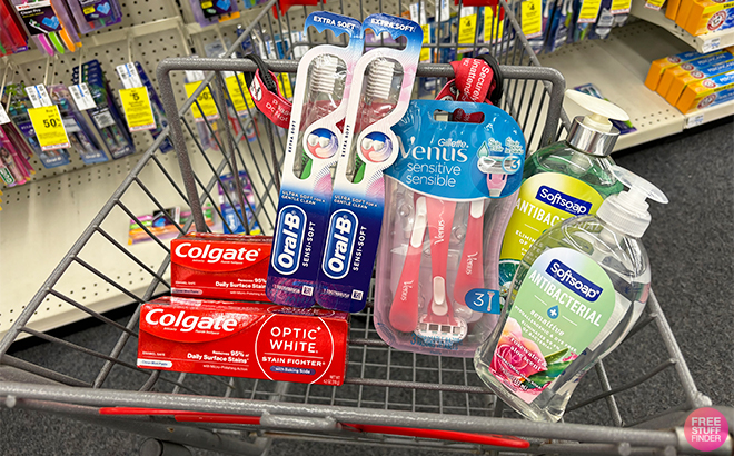 Softsoap Hand Soaps Oral B Toothbrushes Colgate Toothpastes and Gillette Venus Sensitive Disposable Razor in a Cart at CVS