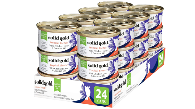 Solid Gold Wet Canned Cat Food 24 Pack in Real Chicken Liver and Coconut Oil