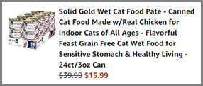 Solid Gold Wet Cat Food 24 Pack at Amazon