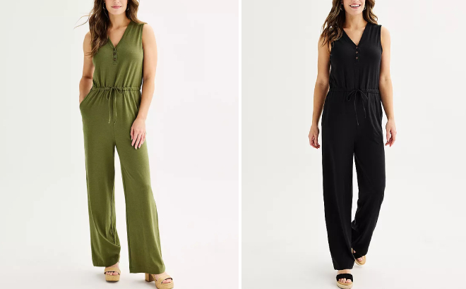 Sonoma Goods Womens Henley Knit Jumpsuit