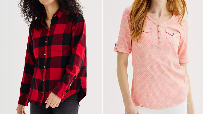 Sonoma Womens Flannel Top and Croft Barrow Womens Henley Top