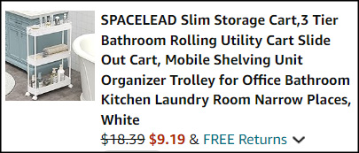 Spacelead Slim Storage Cart Checkout