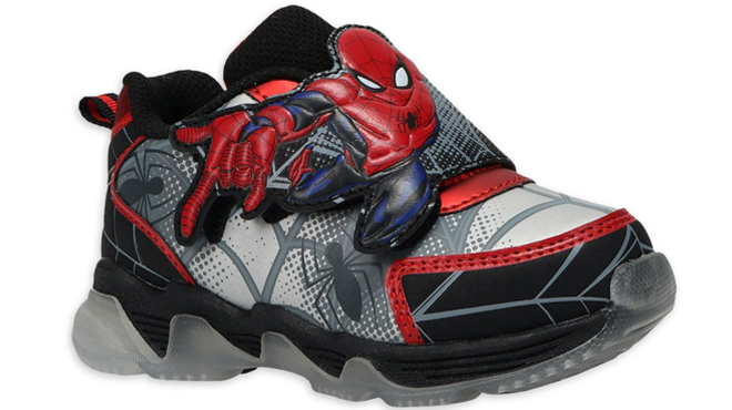 Spider Man by Marvel Boys Toddler Athletic Light up Silver Sneakers