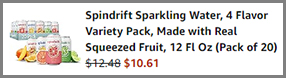 Spindrift Sparkling Water 20 Pack at Amazon