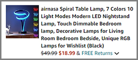 Spiral Nightstand Lamp at Amazon Checkout