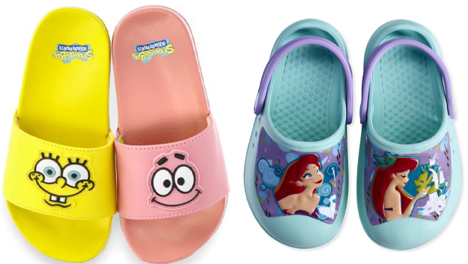 Spongebob Squarepants Little Big Boys Slides and Disney Little Mermaid Ariel Toddler Girl Clog