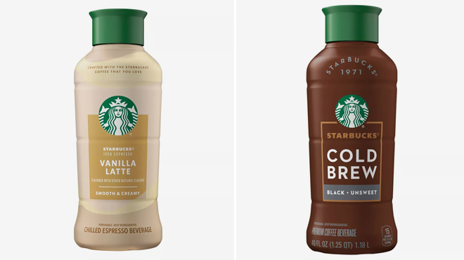 Starbucks Starbucks Vanilla Latte Iced Espresso and Starbucks Black Unsweetened Cold Brew Coffee