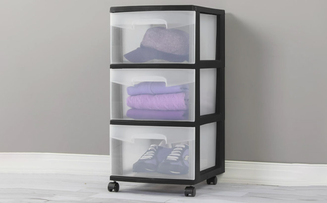 Sterilite 3 Drawer Plastic Cart