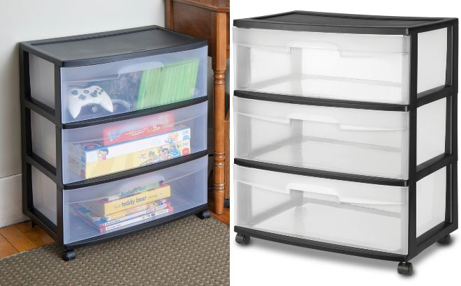 Sterilite Wide 3 Drawer Cart