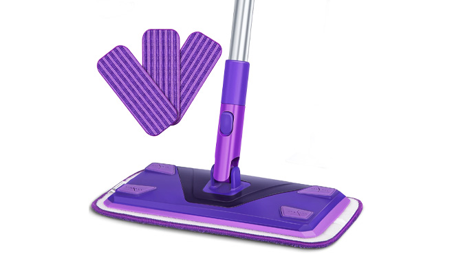 Sugarday Microfiber Wet Flat Mop with 3 Washable Mop Pads