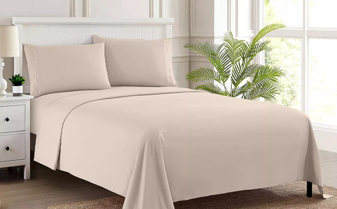 Sweet Home Collection Twin 3 Piece Sheet Set in Beige Color