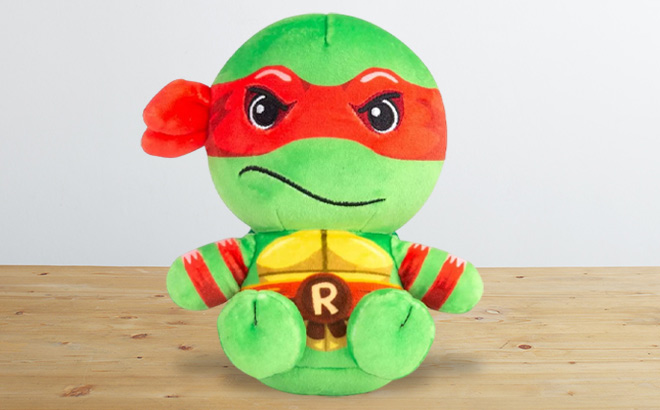 Teenage Mutant Ninja Turtles Raphael Huggable Plush on a Table