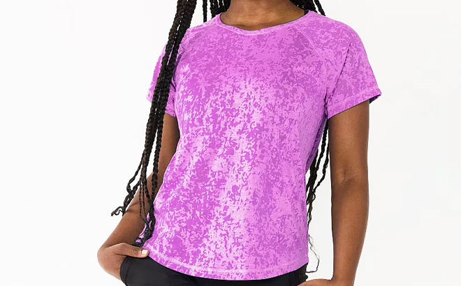 Tek Gear Womens Core Raglan Tee in Purple Color