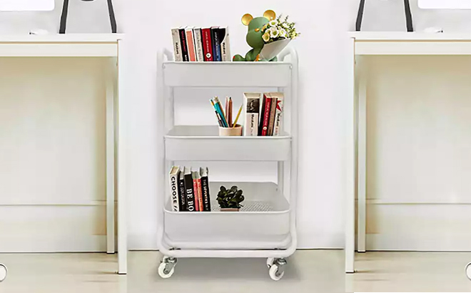 The Big One 3 Shelf Rolling Cart in White