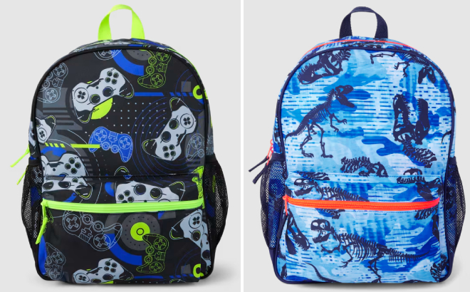 The Childrens Place Boys Gamer Backpack and Tie Dye Dino Backpack