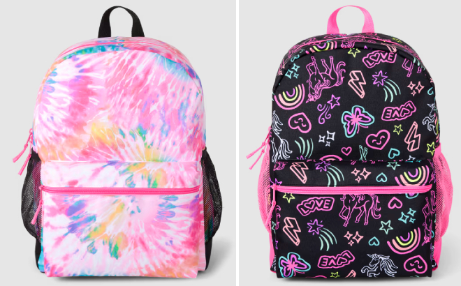 The Childrens Place Girls Rainbow Tie Dye Backpack and Doodle Backpack