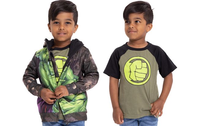 The Hulk Toddler Boy Sublimated Zip Up Hoodie and T Shirt Set