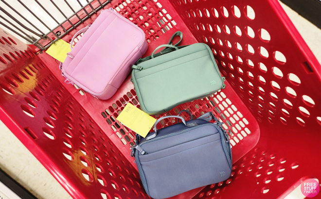 Three All in Montion Lunch Bags in a Target Shopping Cart