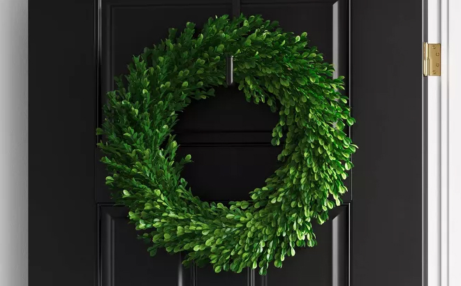 Threshold Preserved Boxwood Wreath on the Door