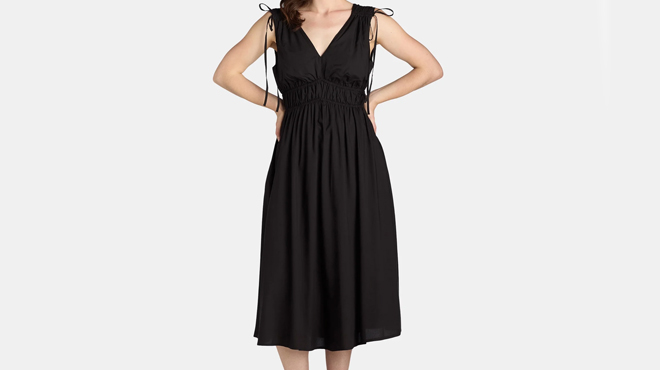 Time and Tru Womens V Neck Midi Dress