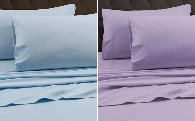 Tribeca Living Flannel Queen Flat Sheet in Two Colors