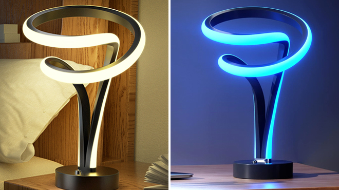 Two Spiral Nightstand Lamps