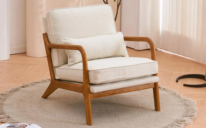 UBesGoo Modern Linen Fabric Upholstered Arm Chair