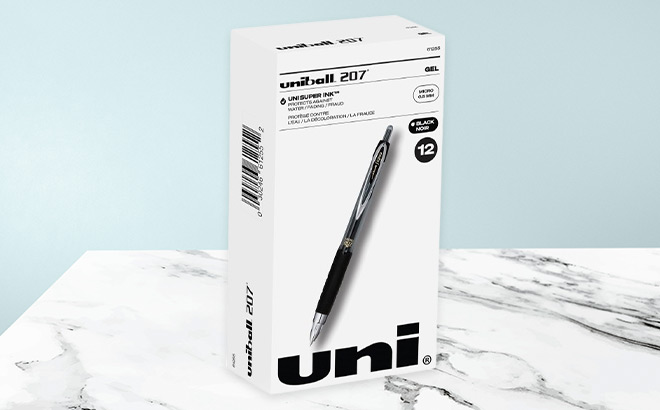 Uni Ball Retractable Fraud Prevention Gel Pens on the Table