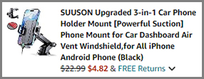 Upgraded 3 in 1 Car Phone Holder Mount at Amazon