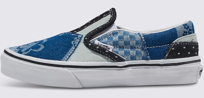 VANS Kids Slip On Denim Patchwork Shoes 1