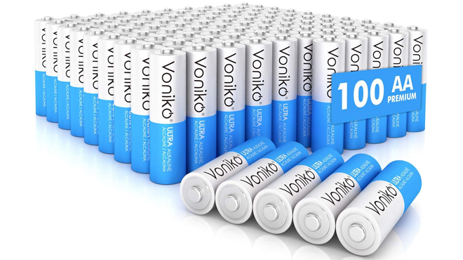 Voniko 100 Count Alkalain AA Batteries