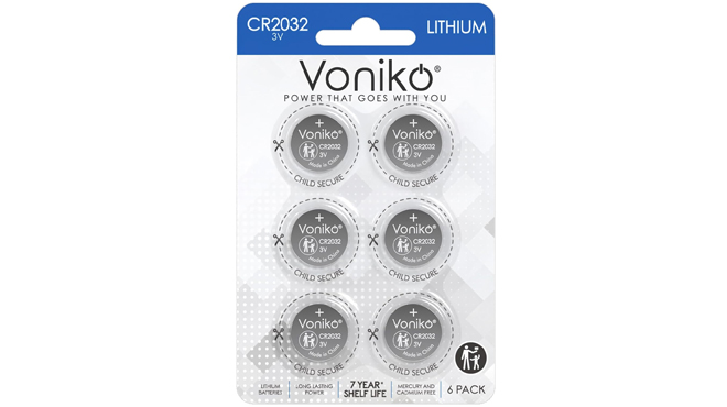 Voniko 3 Volt CR2032 Battery 6 Pack