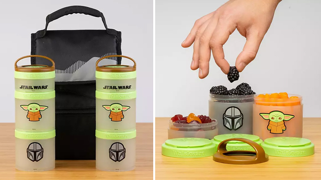 Whiskware Star Wars Stackable Snack Containers Baby Yoda Grogu and the Mandalorian Helmet