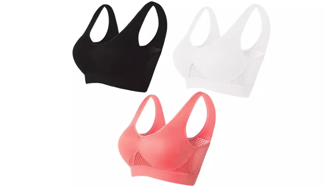 Womens Medium Impact Padded Sports Bra 3 Pack