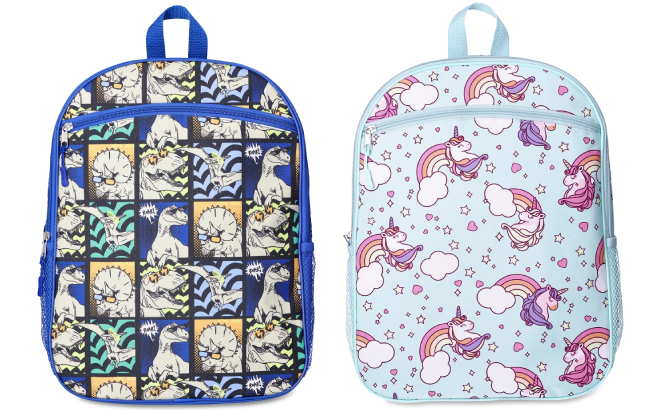 Wonder Nation Dino Comic and Celestial Unicorn Backpacks