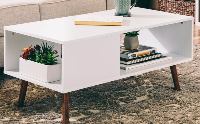 Wooden Mid Century Modern Coffee Accent Table