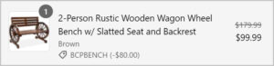 Wooden Wagon Wheel Bench at Checkout