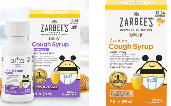 Zarbees Baby Cough Syrup Immune with Honey Natural Grape Flavor