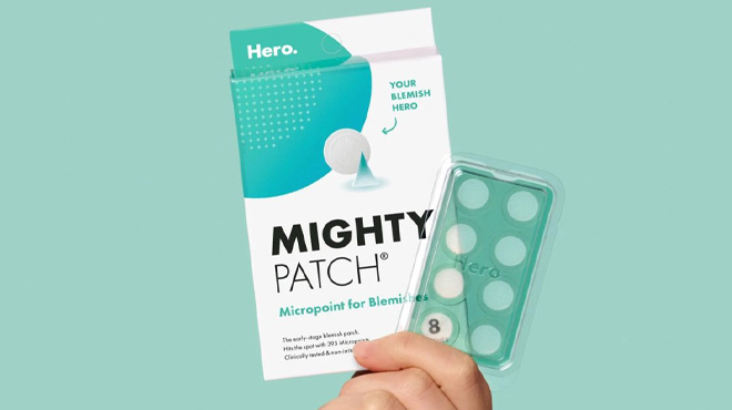 a Person Holding Mighty Patch Micropoint 8 Count