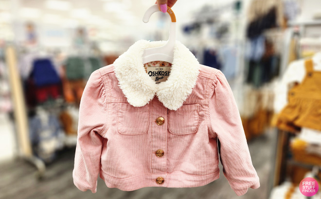 a Person Holding OshKosh Bgosh Toddler Girls Faux Shearling Jacket