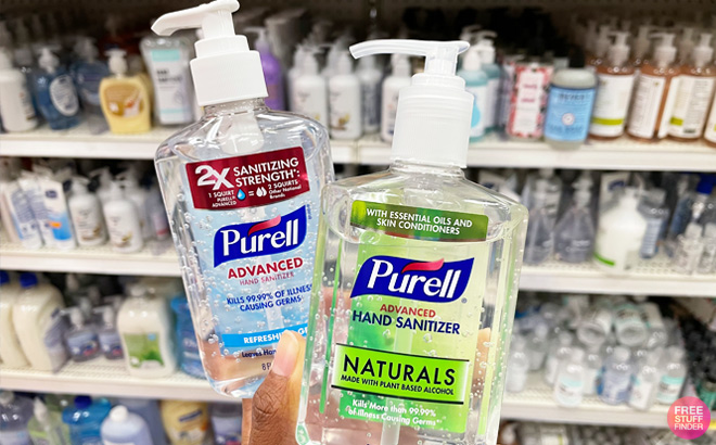 a Person Holding Purell Hand Sanitizers