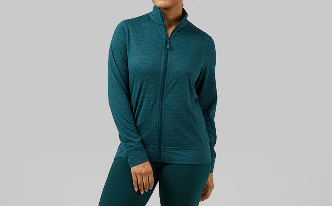 a Person Wearing 32 Degrees Womens Soft Stretch Track Jacket