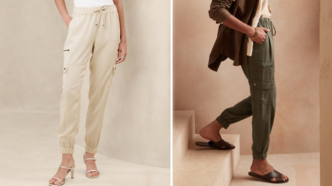 a Person Wearing Banana Republic Factory Cargo Joggers