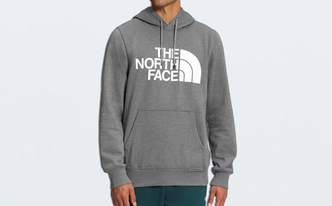 a Person Wearing The North Face Mens Half Dome Logo Hoodie