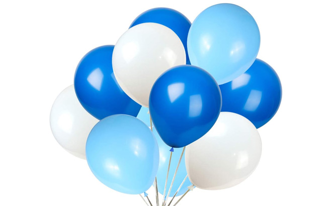 12 Inch Blue and White Balloons 200 Pack