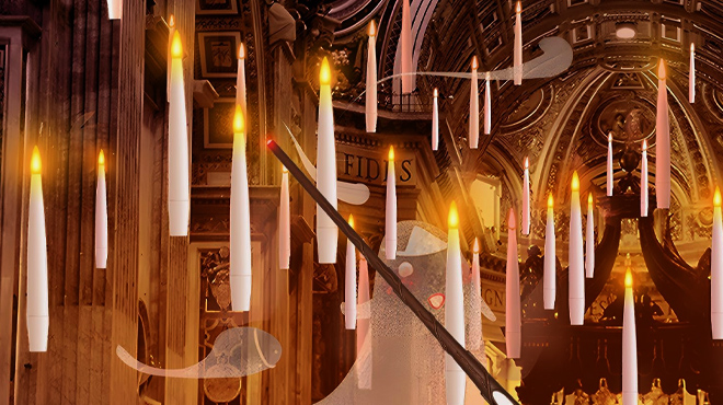 14 Halloween Floating Candles with Wand