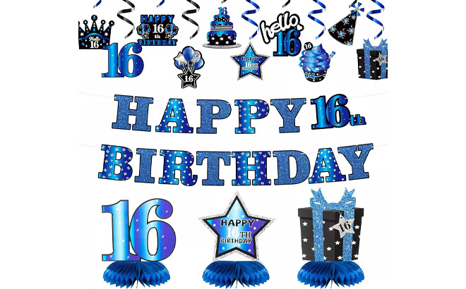 16th Birthday Party Decorations 46 Piece Set