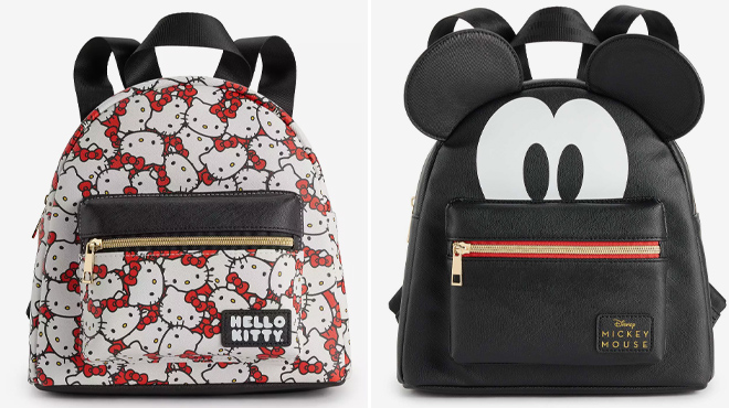 2 Hello Kitty Printed and Disneys Mickey Mouse Mini Backpacks