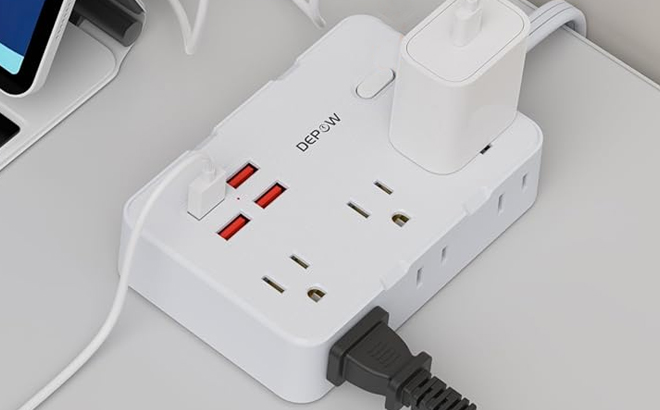 3 Feet Extension Cord with 6 AC Outlets 4 USB Ports