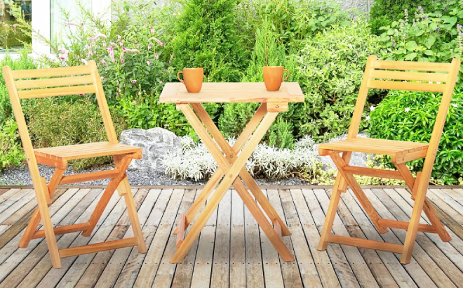 3 Piece Folding Patio Bistro Set 1